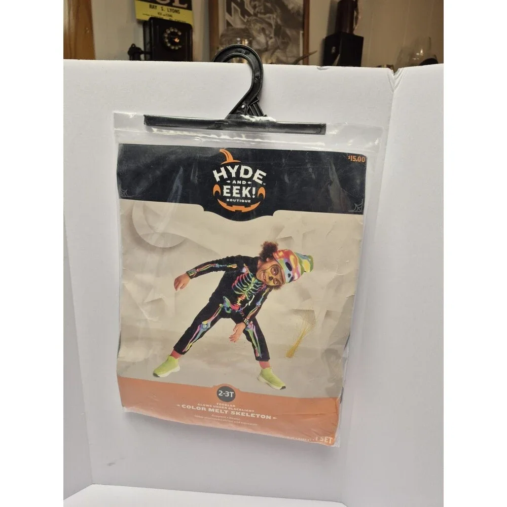 HYDE AND EEK! Color Melt Skeleton Halloween Costume 2-3T Glows Under Blacklight